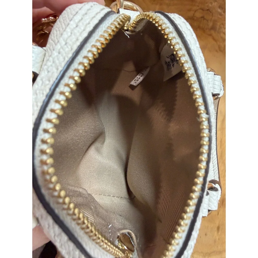 Coach Micro Rowan White Pebbled Leather Mini Satchel Bag Charm CU279 Gold